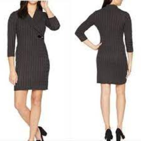 Calvin Klein Dresses & Skirts - Calvin Klein Charcoal Gray Shawl Collar Sweater Dress like new and very soft